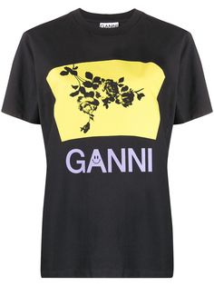 GANNI футболка с графичным принтом и логотипом