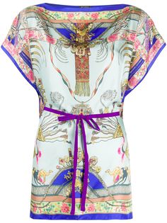 Etro блузка с контрастным принтом и поясом