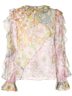 Zimmermann полупрозрачная блузка с цветочным принтом