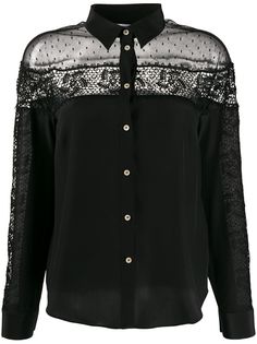 RedValentino блузка с длинными рукавами и вставкой в технике кроше