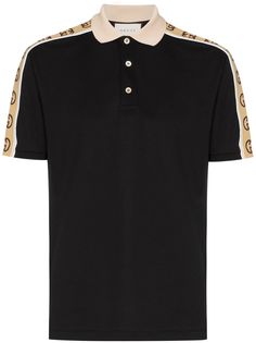 Gucci рубашка-поло с отделкой в полоску GG