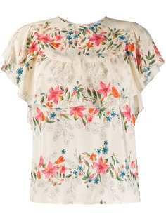 RedValentino блузка с цветочным принтом и оборками