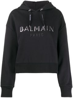 Balmain укороченное худи с логотипом