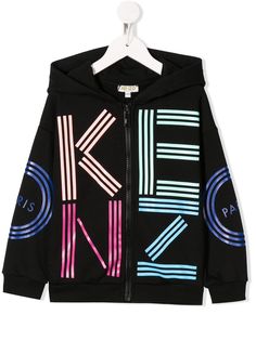 Kenzo Kids logo-print zip-up hoodie