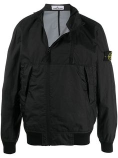 Stone Island куртка на молнии с нашивкой-логотипом