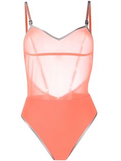 Heron Preston слитный купальник с прозрачной вставкой