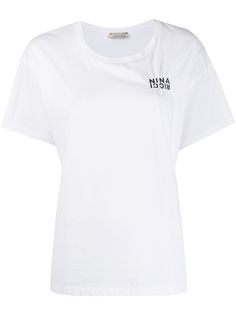 Nina Ricci футболка свободного кроя с вышитым логотипом