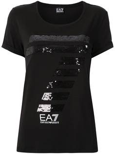 Ea7 Emporio Armani футболка с логотипом и пайетками