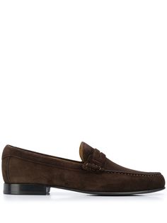 Canali low heel stitch detail loafers