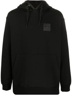 Emporio Armani logo patch asymmetric hoodie