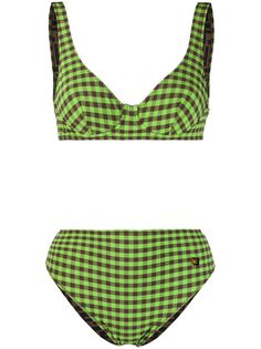 Fendi gingham check and FF logo reversible bikini