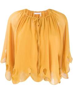 See by Chloé scalloped tied-neck blouse