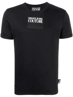 Versace Jeans Couture футболка в рубчик с нашивкой-логотипом