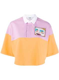 MSGM colour-block cropped polo shirt