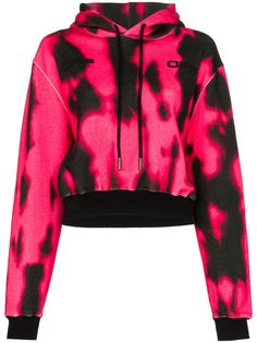 Off-White укороченное худи с принтом тай-дай и длинными рукавами