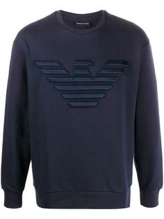 Emporio Armani Eagle embroidered round neck sweatshirt