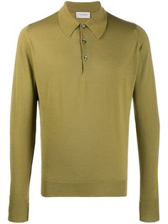 John Smedley трикотажная рубашка-поло с длинными рукавами