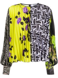 MSGM плиссированная блузка с принтом
