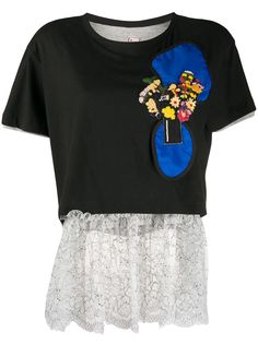Antonio Marras sequin detail lace hem T-shirt