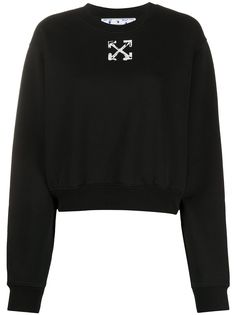 Off-White укороченный топ с круглым вырезом и логотипом