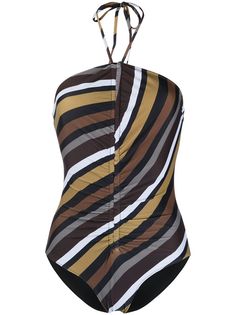 GANNI striped halterneck swimsuit