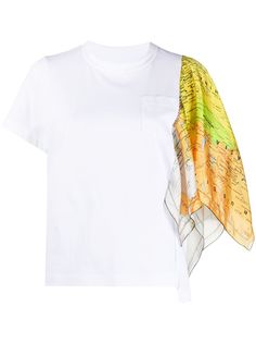 Sacai asymmetric map-print T-shirt