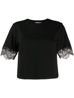 Blumarine футболка с круглым вырезом и кружевом