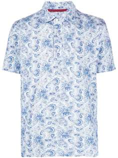 Isaia paisley print polo shirt