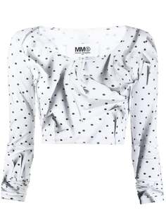 Mm6 Maison Margiela creased polka dot crop top