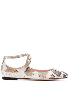 AGL snakeskin-effect cross-strap flats