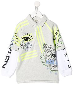 Kenzo Kids tiger head print polo shirt