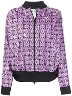 adidas trefoil geometric print bomber jacket