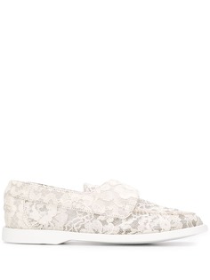 Le Silla floral lace embroidered slip-on loafers