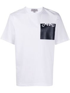 Canali textured detail logo cut-out T-shirt