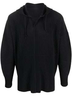 Homme Plissé Issey Miyake buttoned ribbed hoodie