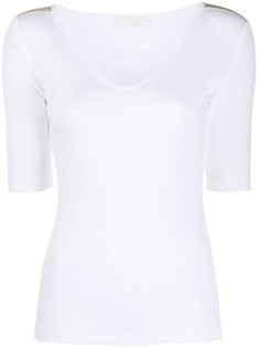 Fabiana Filippi beaded-shoulder v-neck top