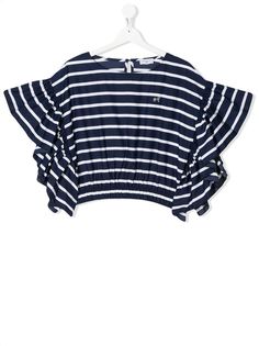 Monnalisa TEEN ruffle-trimmed striped top