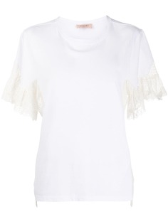 Twin-Set embroidered ruffle-trim T-shirt