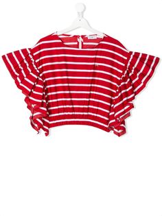 Monnalisa TEEN ruffle-trimmed striped top
