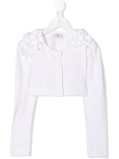 Monnalisa floral-appliqué cropped cardigan