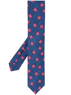 Kiton chambray floral print tie