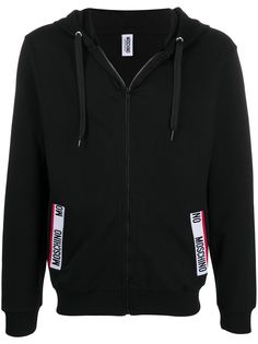 Moschino logo band zipped hoodie