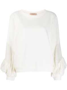 Twin-Set ruffled detail oversized sweatshirt