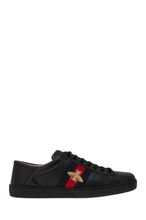 Кожаные кеды с вышивкой Gucci