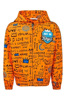 Оранжевая куртка с текстовым принтом Dolce & Gabbana