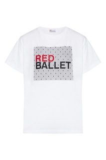 Белая футболка с отделкой из тюля RED Valentino