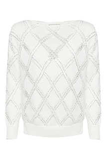 Белый джемпер со стразами Ermanno Scervino