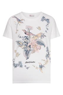 Белая футболка с цветочным принтом RED Valentino