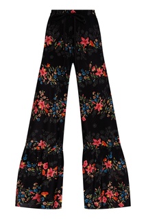 Черные брюки с цветочными принтами RED Valentino