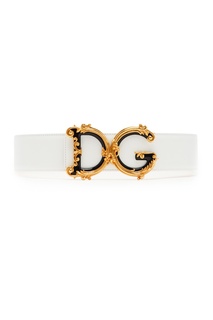 Белый ремень с пряжкой-логотипом Dolce & Gabbana